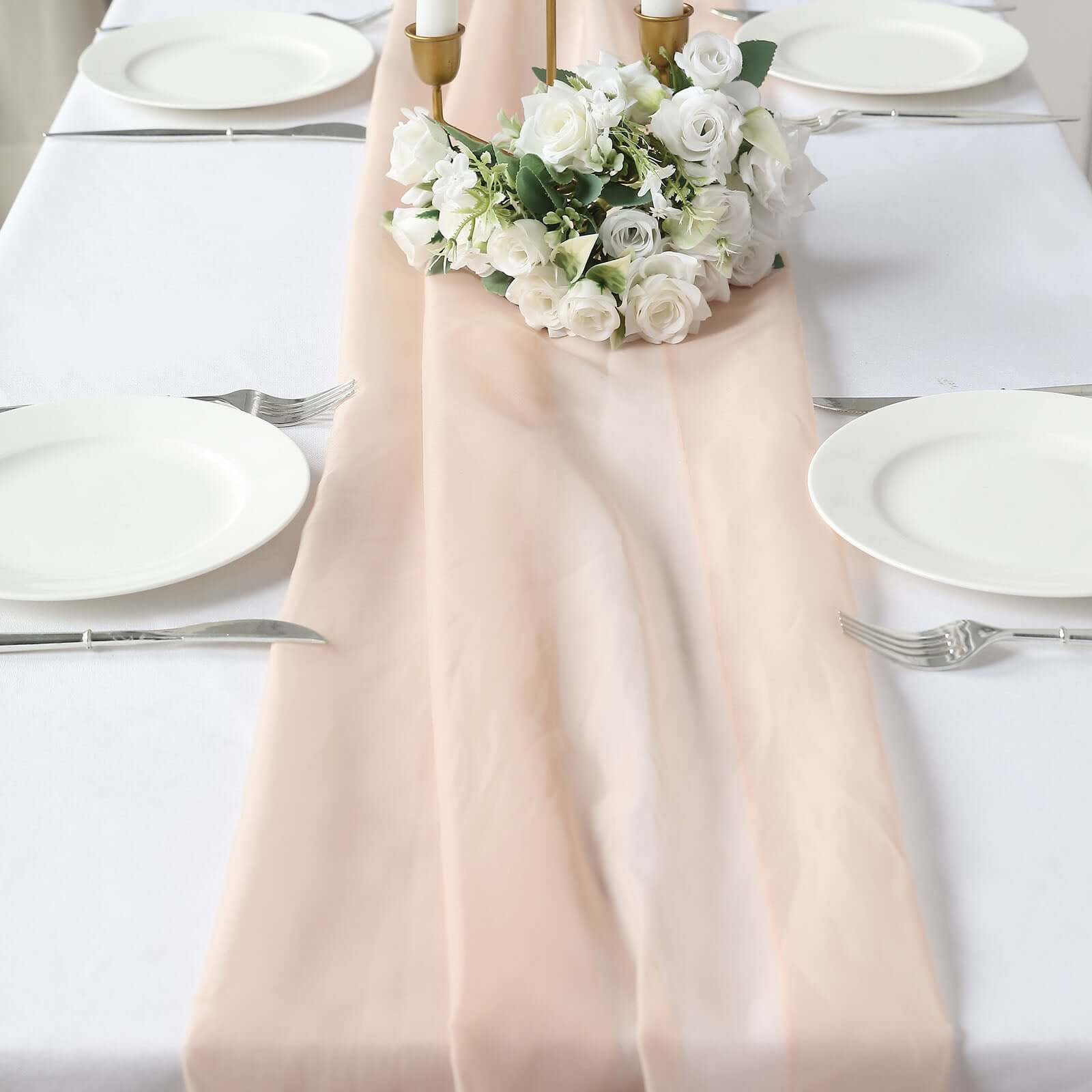 Premium Chiffon 6ft Table Runner Nude - Flowy & Lightweight Table Decor