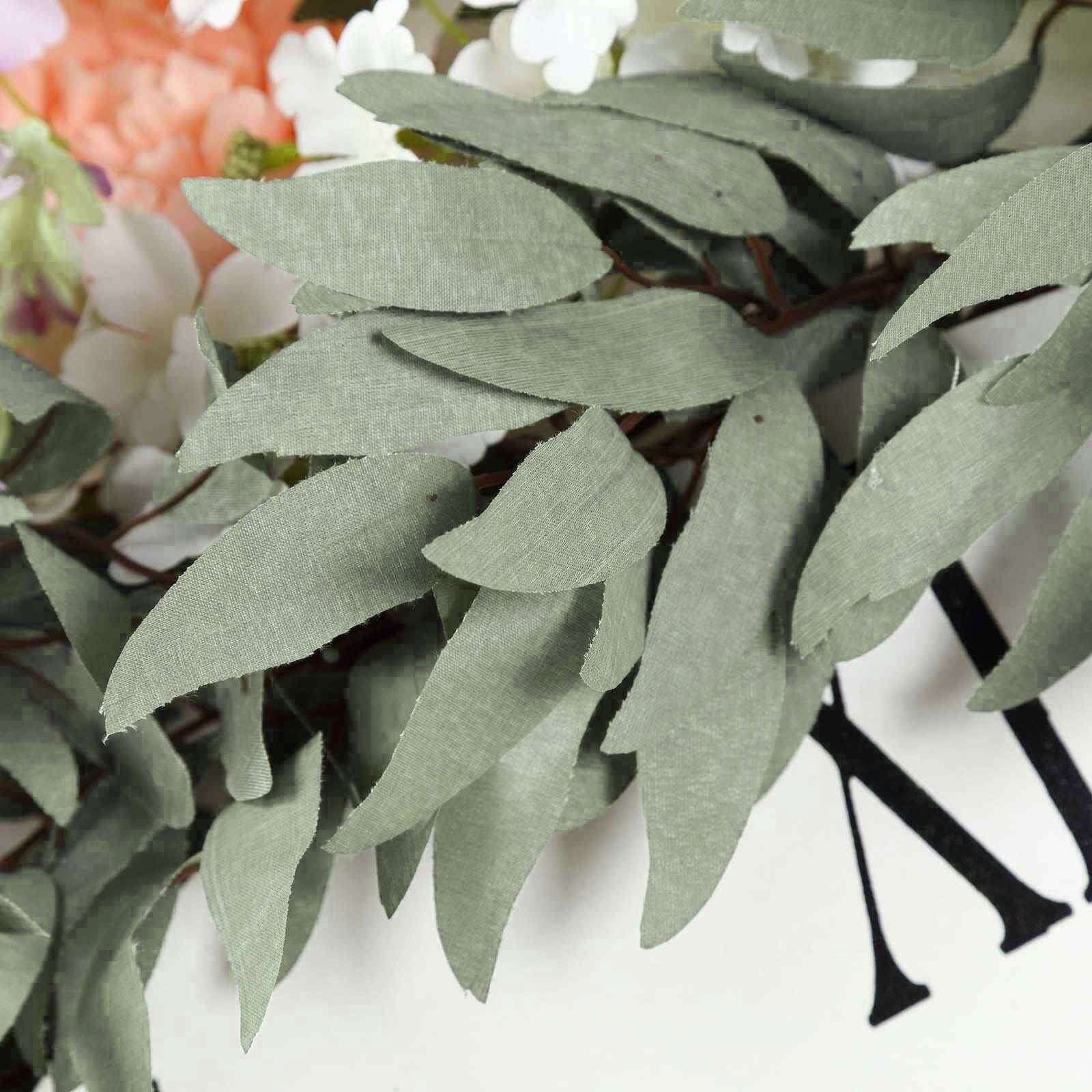 5ft Frosted Real Touch Artificial Willow Leaf Garland, Flexible Vine