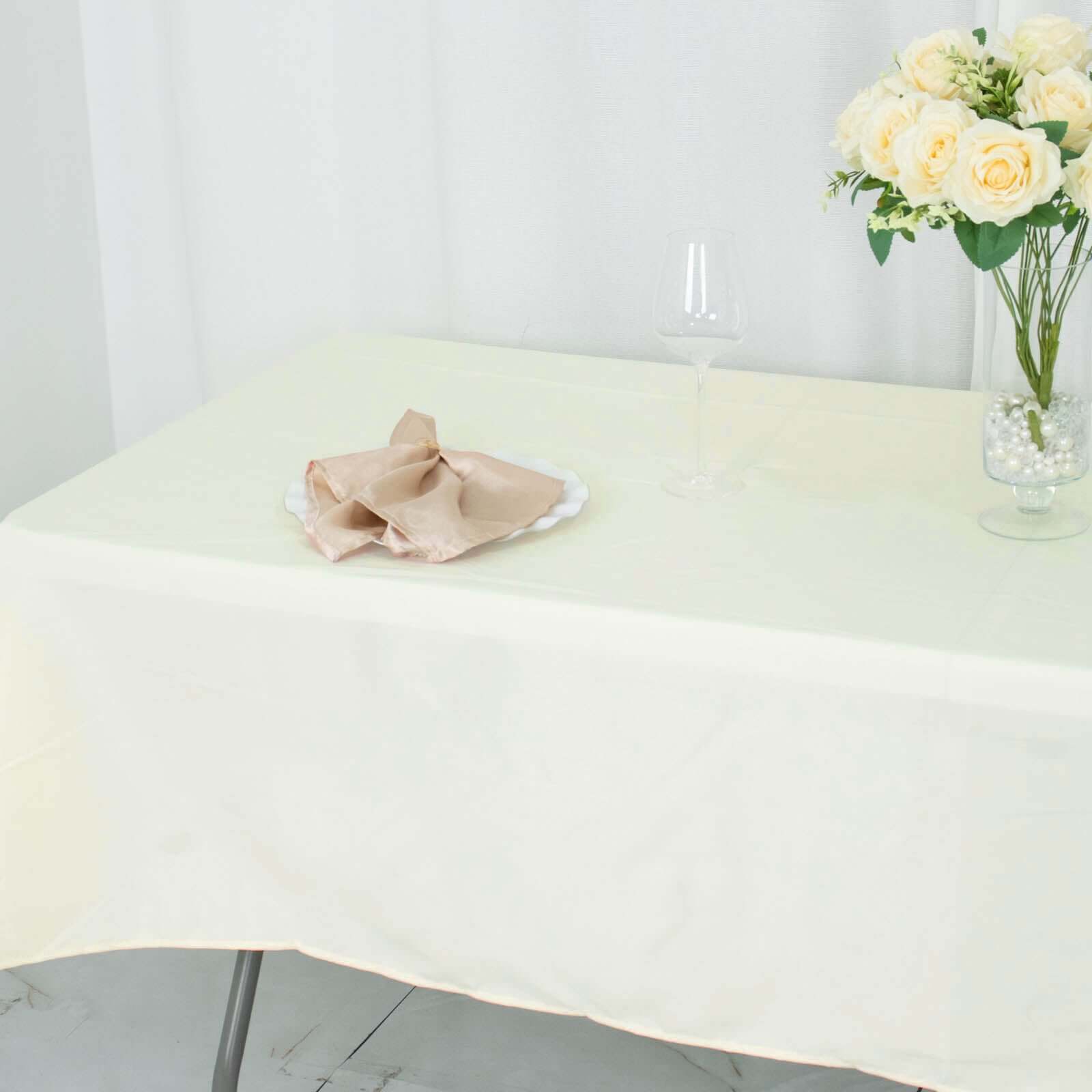 Premium Polyester 54"x96" Rectangle Tablecloth Ivory - Durable 220GSM Stain-Resistant Fabric Table Cover