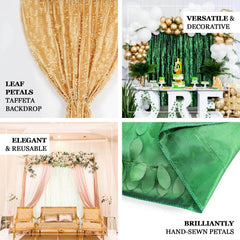 8ftx8ft White 3D Leaf Petal Taffeta Event Curtain Drapes, Backdrop Event Panel With Rod Pocket