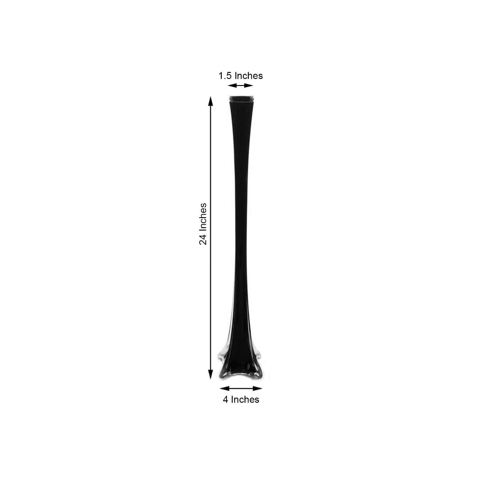 6-Pack Glass Eiffel Tower Flower Vases Black - Tall Wedding Table Decor 24"