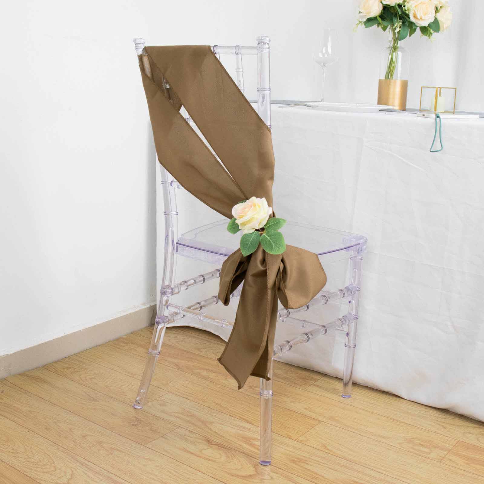 5 Pack Polyester Chair Sashes Taupe 6"x108"
