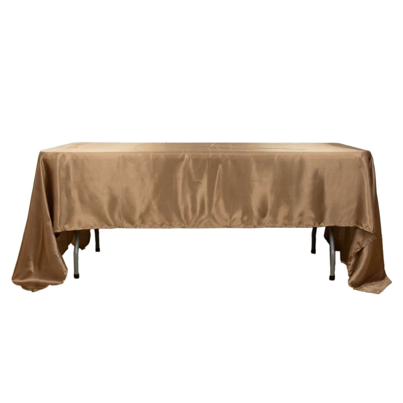 Satin Rectangular 60"x126" Tablecloth Taupe - Smooth and Lustrous Table Cover