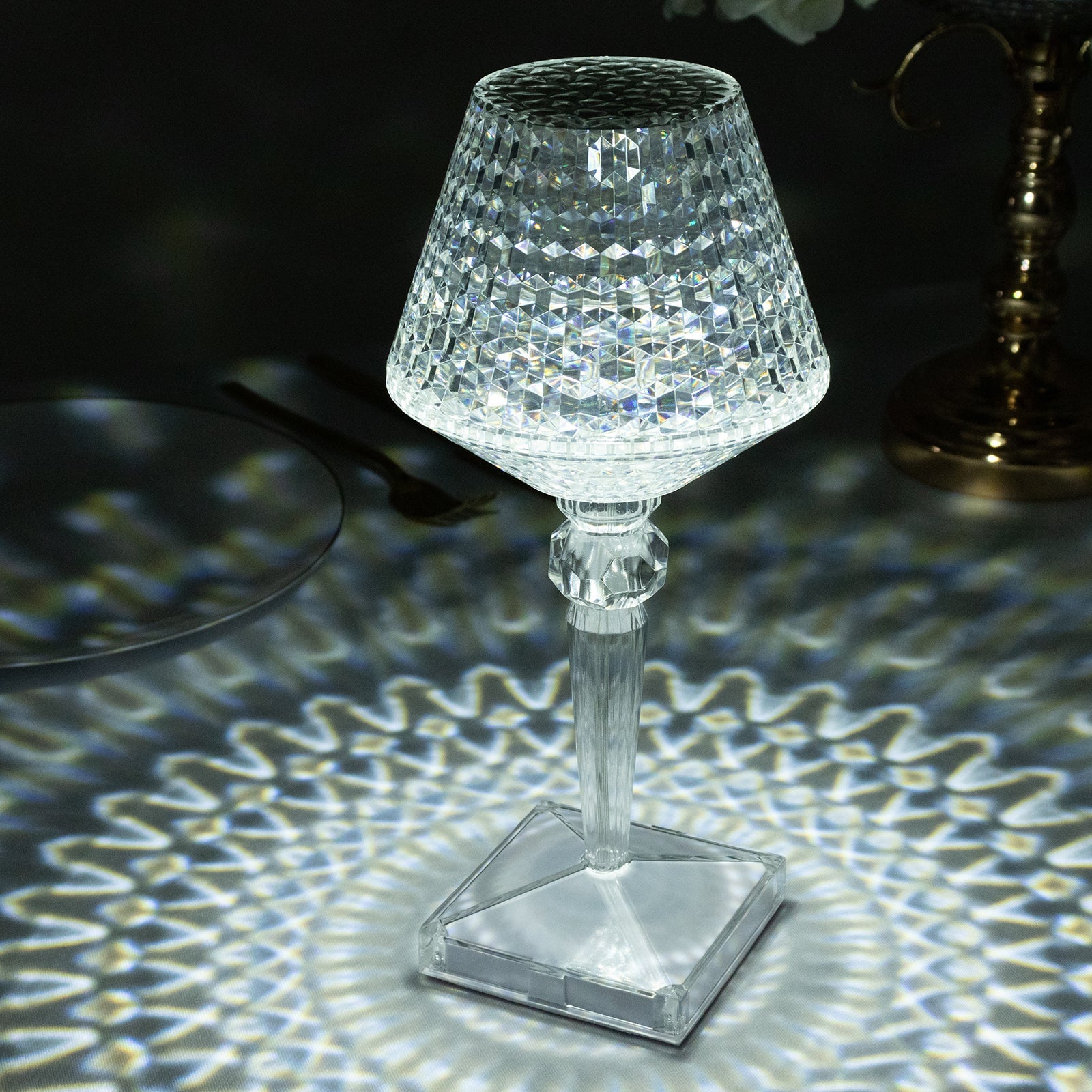LED Acrylic Table Lamp Cup Shape Design Color Changing - Rechargeable Cordless Touch Control Accent Light 10"