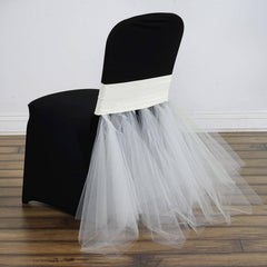Spandex Chair Cover Skirt Tutu Style for Wedding Chairs Ivory - Stylish Decor for Formal Events