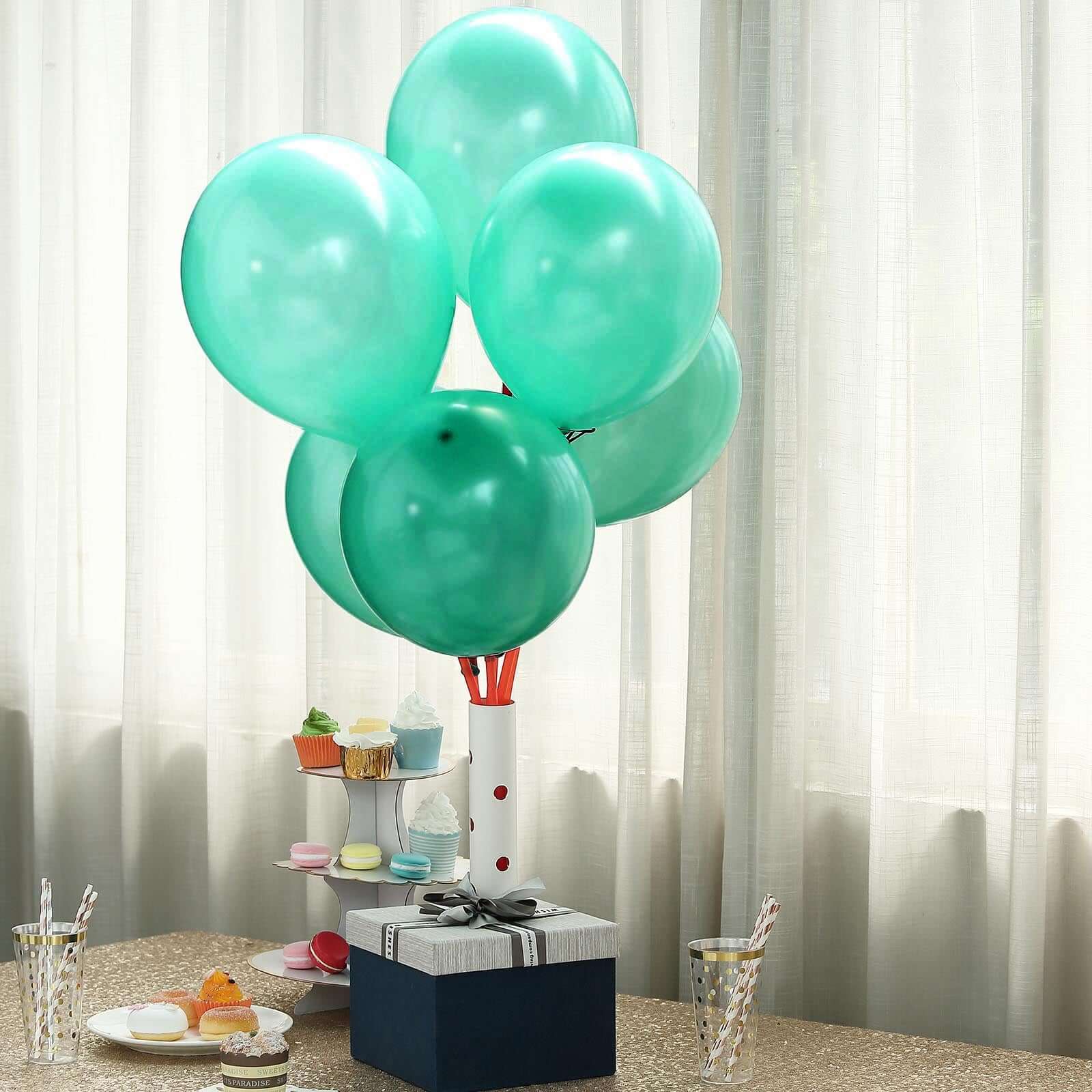 25 Pack 12" Shiny Pearl Turquoise Latex Helium or Air Balloons