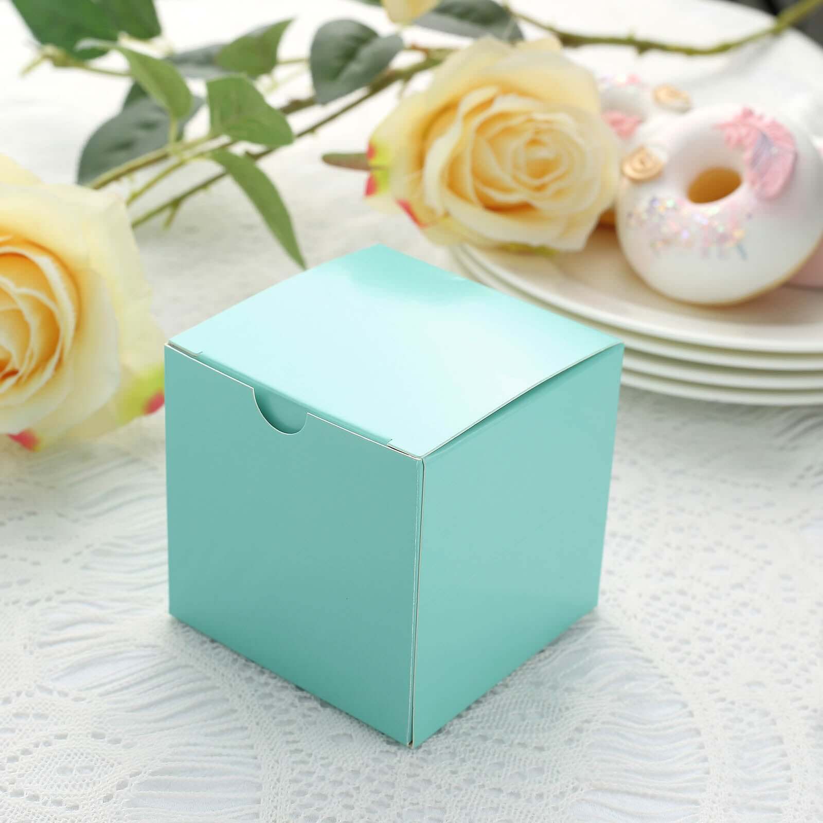 100 Pack 3" Easy DIY Turquoise Party Shower Favor Candy Gift Boxes
