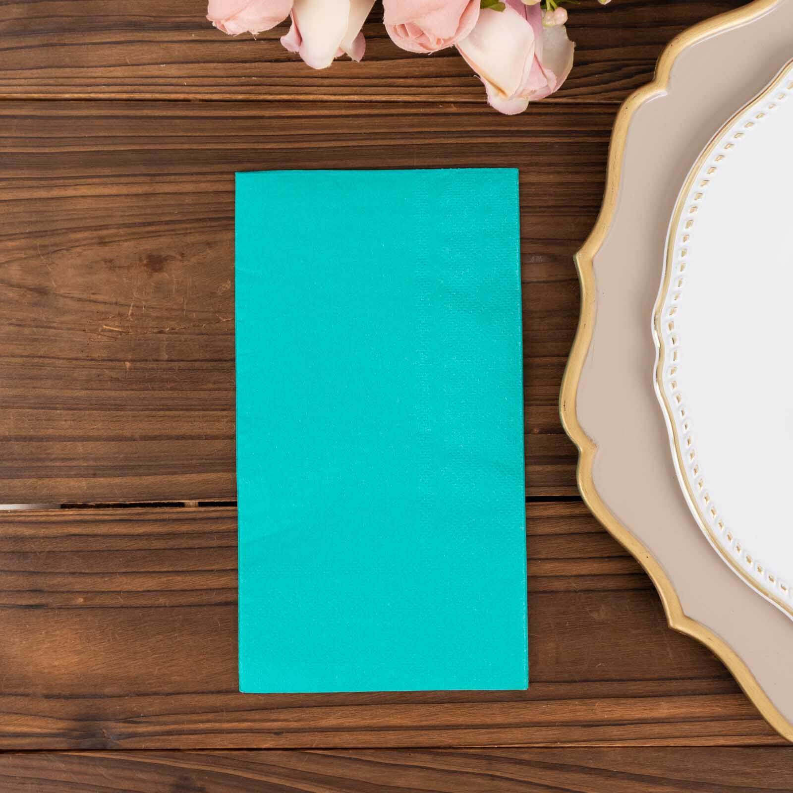 50-Pack Paper Napkins Soft Turquoise - Disposable 2-Ply Cocktail and Beverage Napkins for Weddings