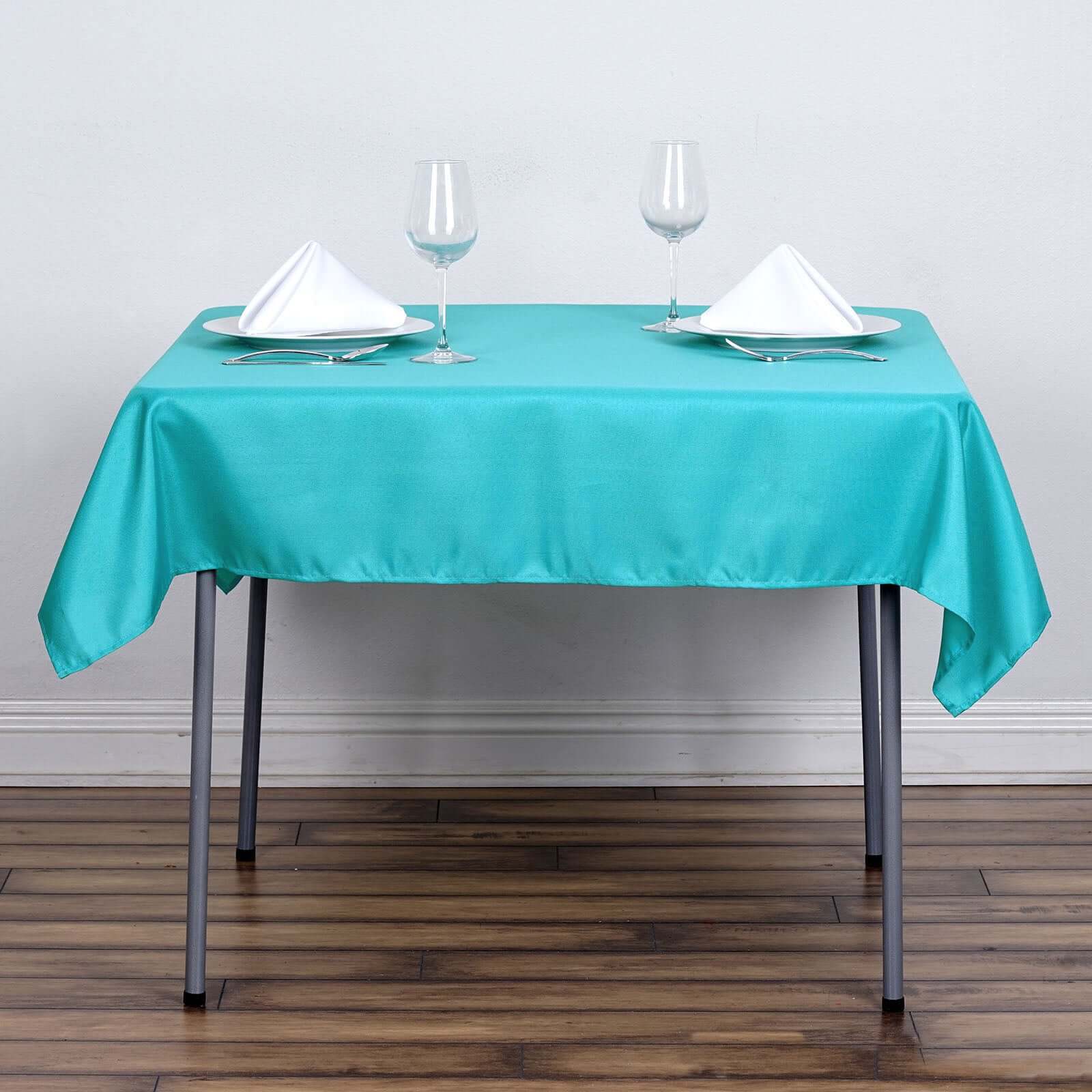 Polyester Square 54"x54" Tablecloth Turquoise - Wrinkle-Resistant & Durable Table Cover