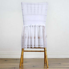 Spandex Chair Cover Skirt Sheer Tutu Style for Wedding Chairs White - Stylish Decor for Formal Gatherings