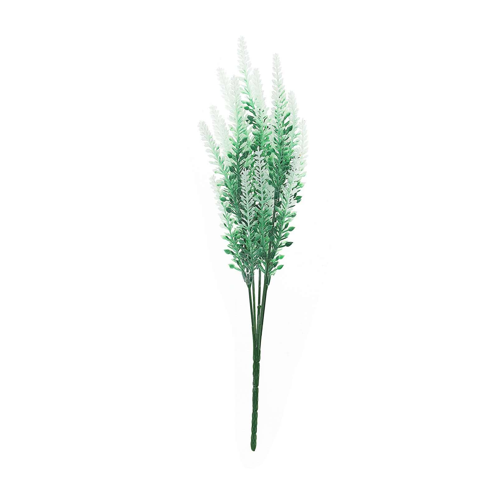 4 Bushes 14" Green White Artificial Lavender Flower Plant Stems Greenery