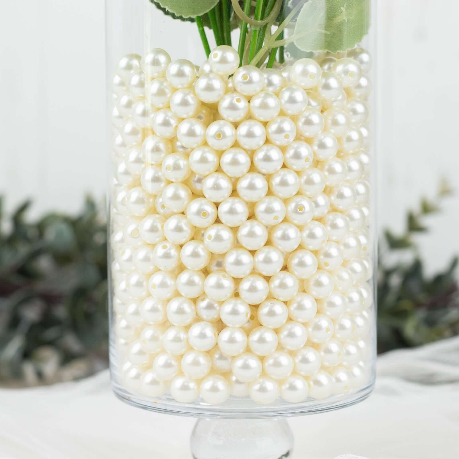 1000-Pack Faux Craft Pearl Beads Ivory - Smooth Beads with Holes for Vase Filler Jewelry Making Bridal Accessories & Event Decor 10mm