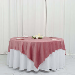 Velvet 72"x72" Table Overlay Square Tablecloth Dusty Rose - Premium Soft Finish Table Topper