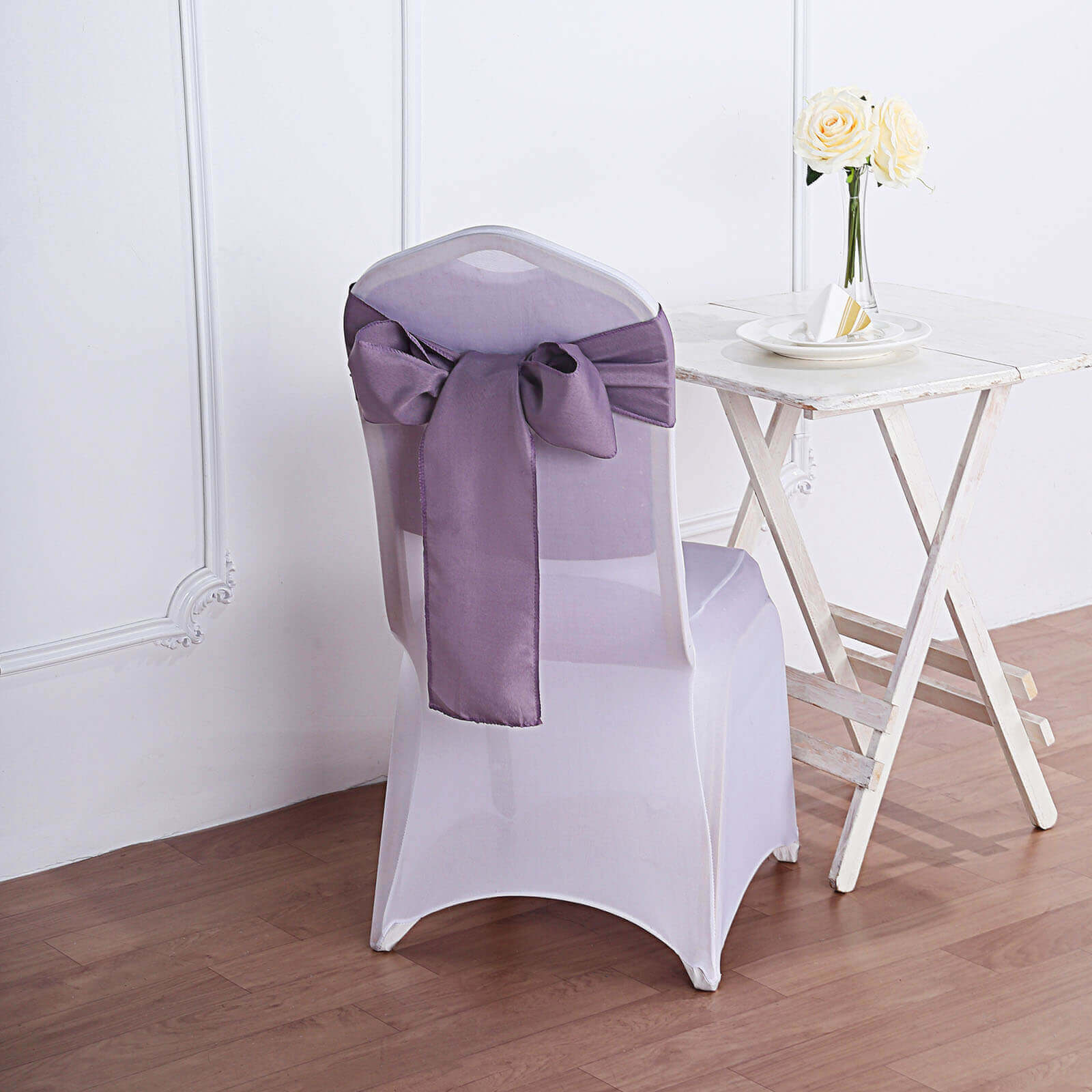 5 Pack Polyester Chair Sashes Violet Amethyst 6"x108"