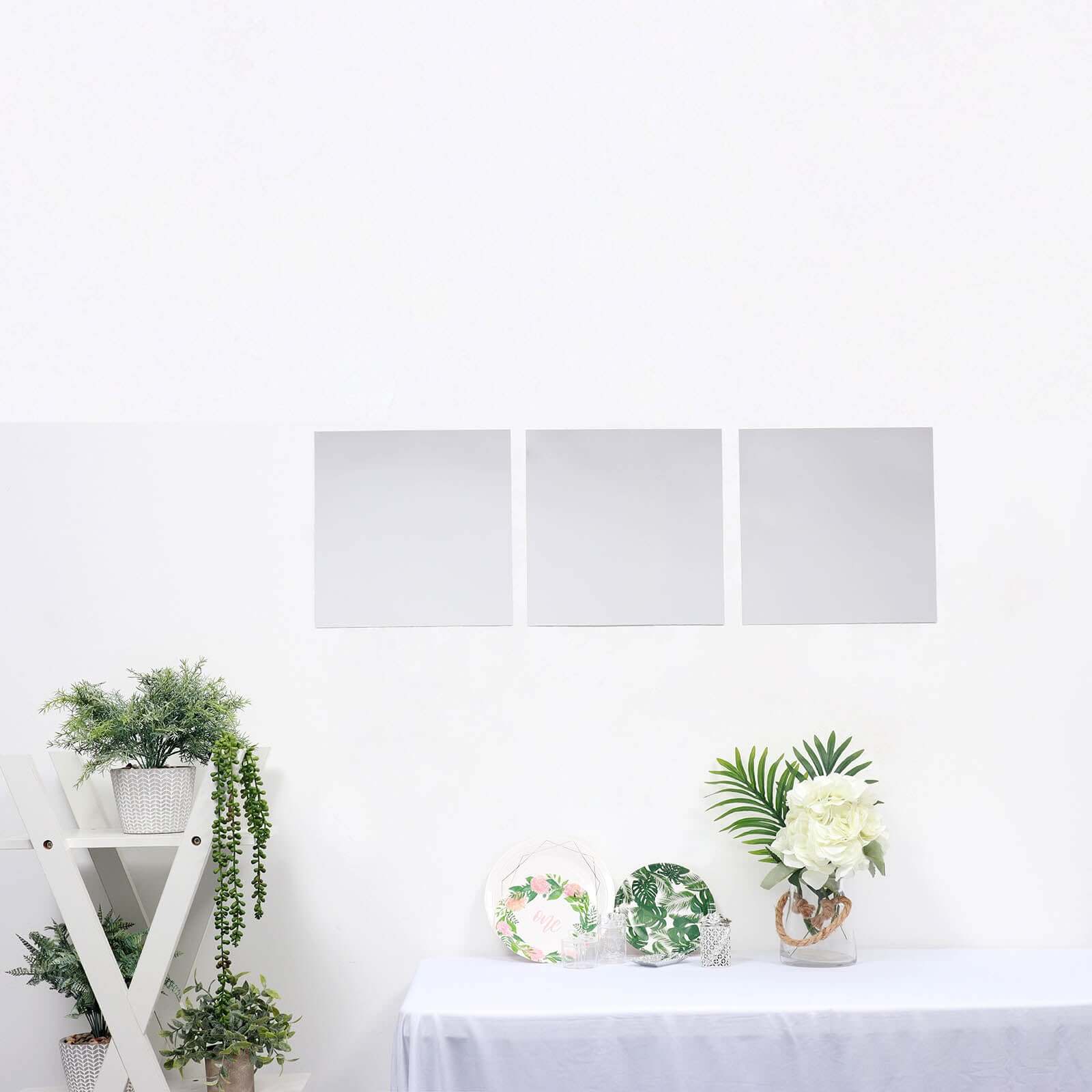 12 Pack Square Acrylic Mirror Wall Stickers, 12"x12" Removable Wall Decals For Home Decor
