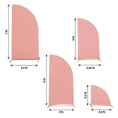 Set of 4 Matte Dusty Rose Spandex Half Moon Chiara Backdrop Stand Covers, Custom Fitted Wedding Arch Covers - 2.5ft,5ft,6ft,7ft