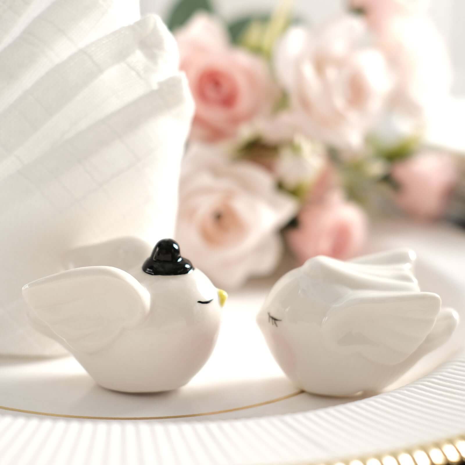 2.5" Bride And Groom Love Birds Salt And Pepper Shaker Party Favors, Wedding Favors In Pre-Packed Gift Box