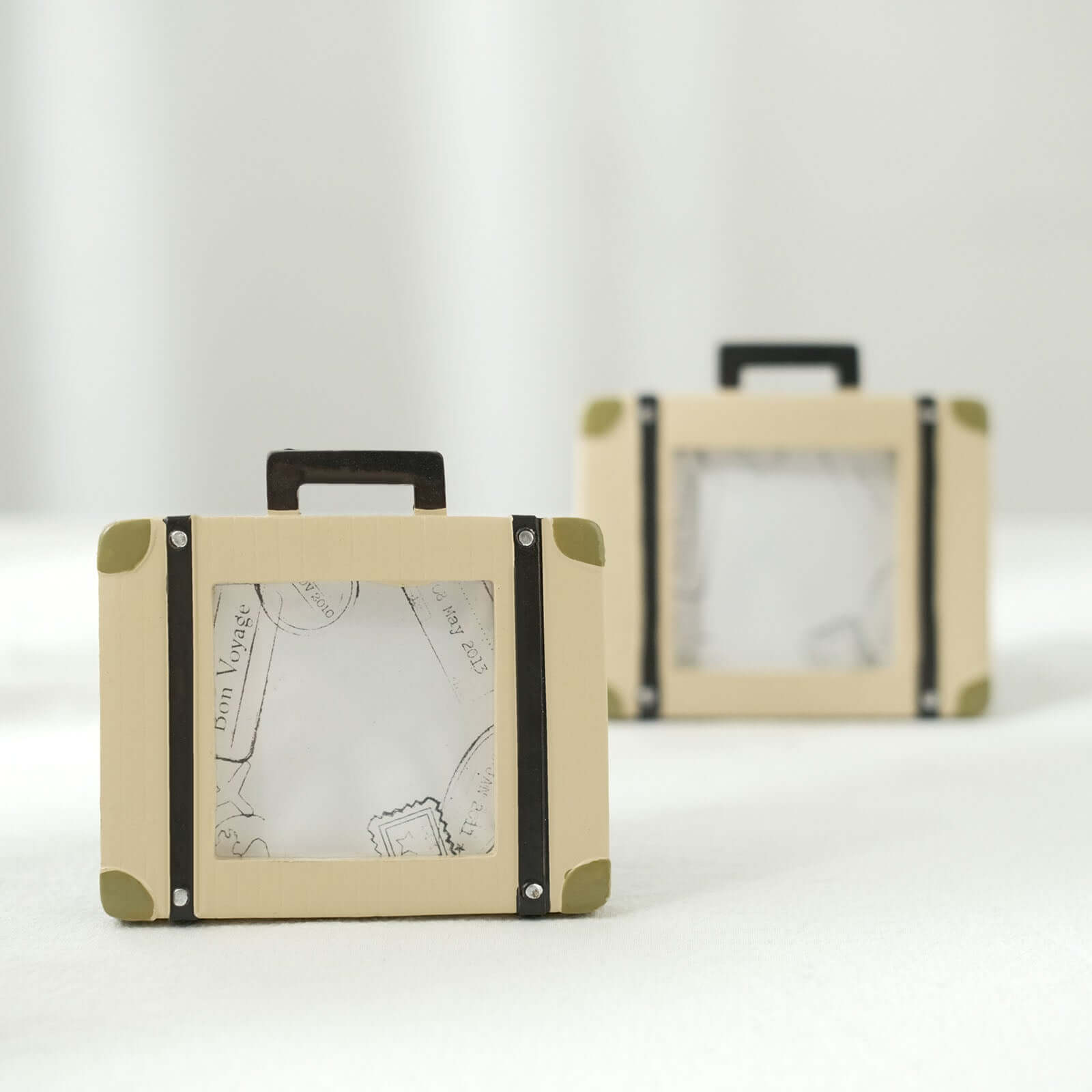4-Pack Picture Frames Resin Mini Suitcase Design - Vintage Travel Wedding Place Card Holders & Party Favors 3"