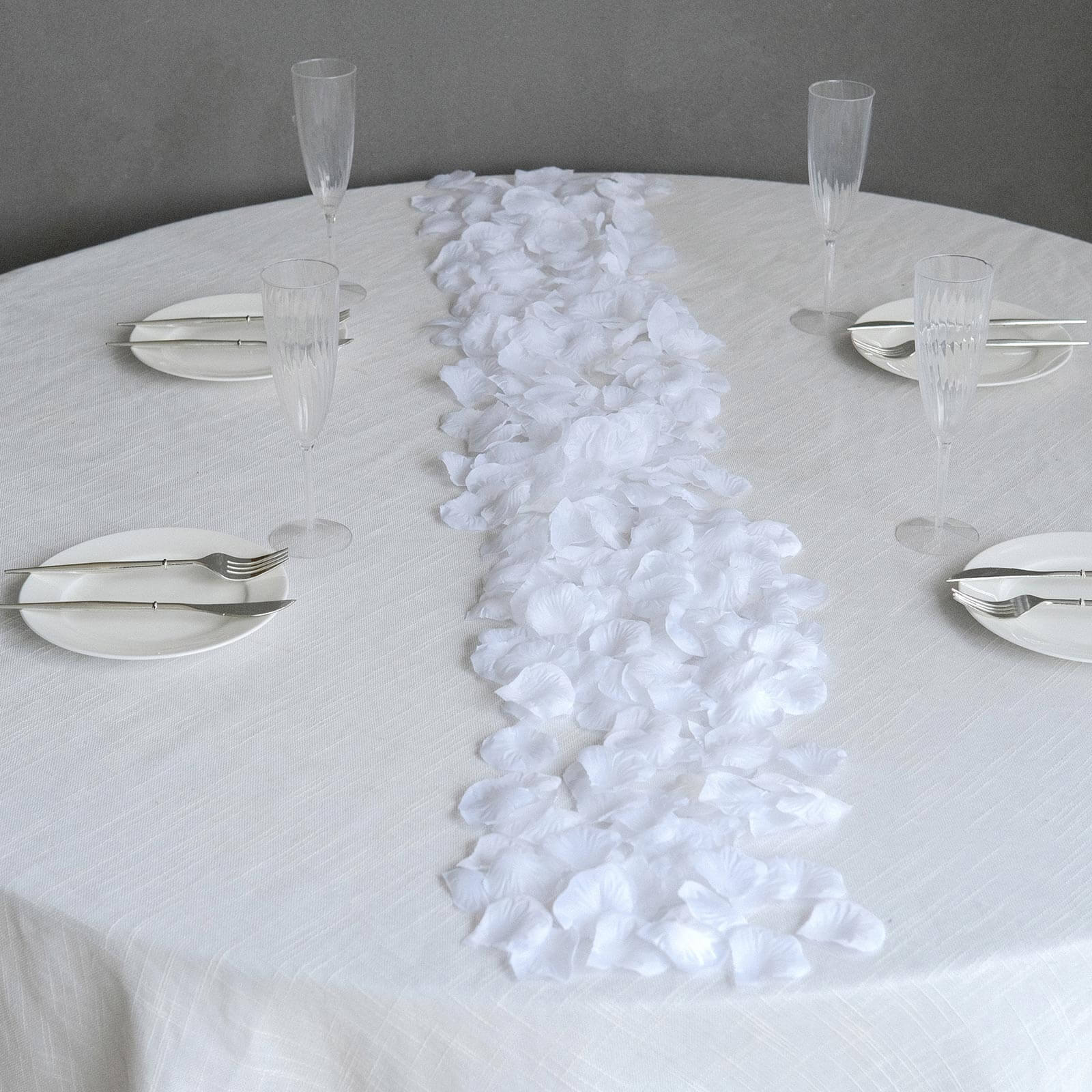 500-Pack Rose Petals Round Design White Silk Confetti - Decorative Scatters for Tables and Floors