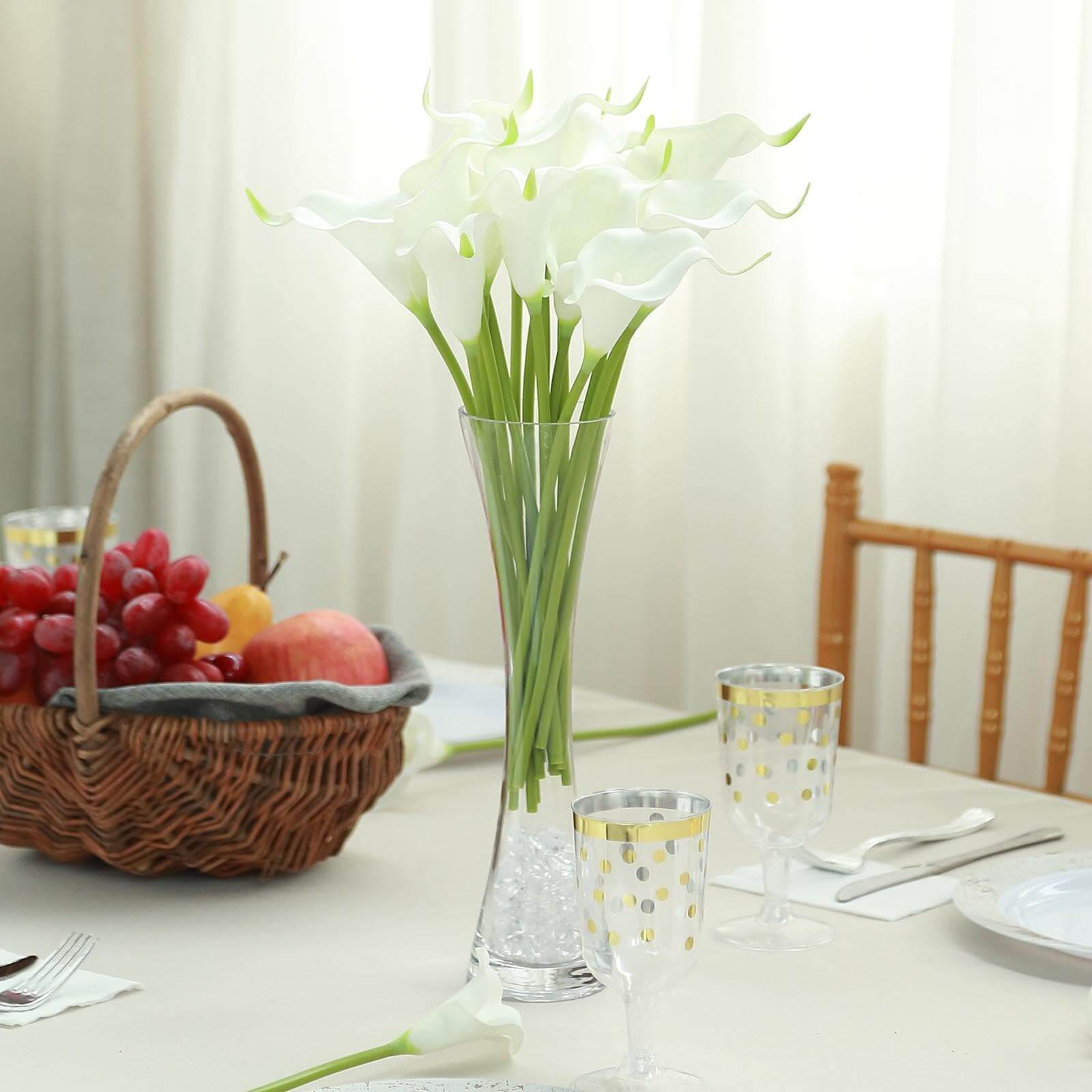 20 Stems 14" White Artificial Poly Foam Calla Lily Flowers