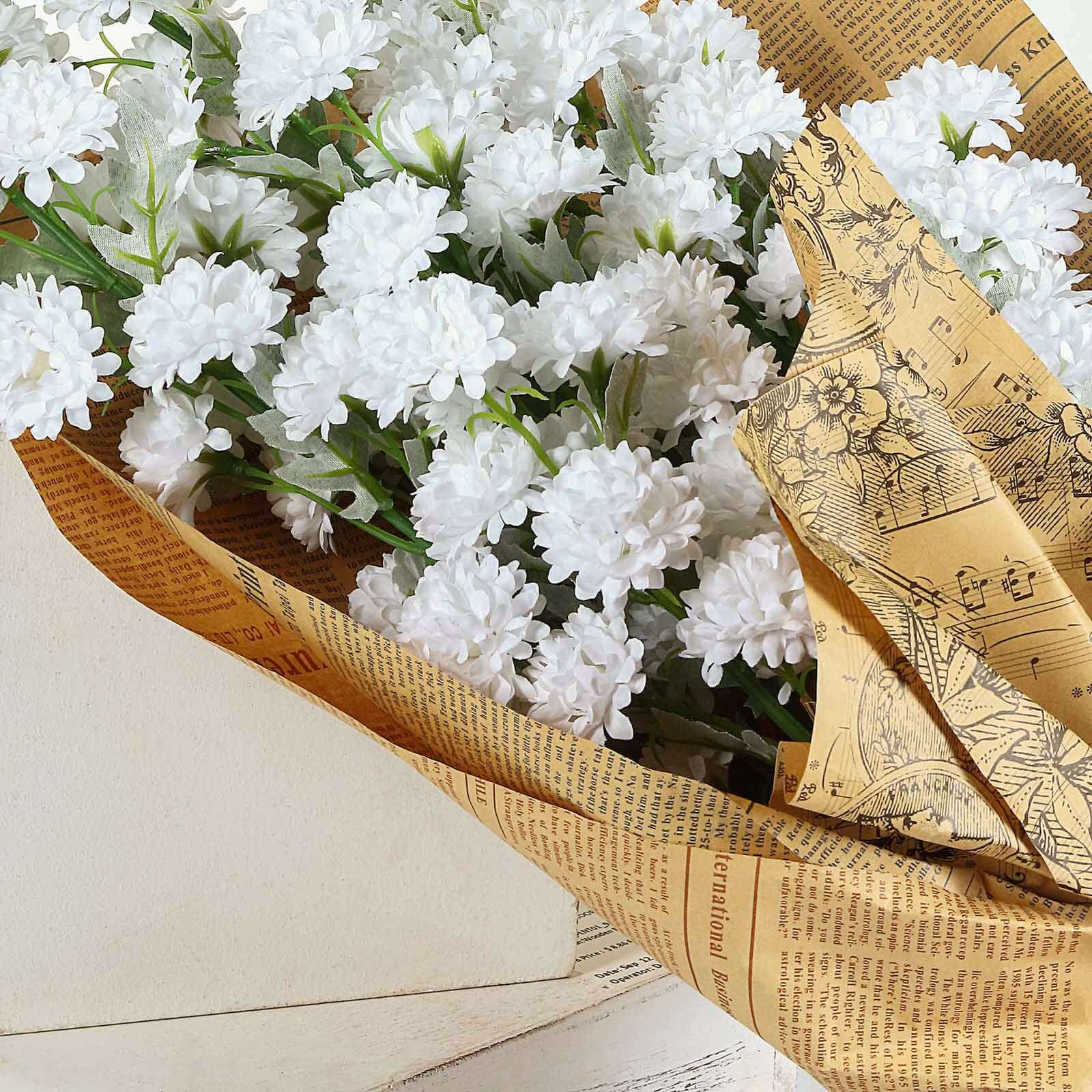 2 Bushes 33" White Artificial Silk Chrysanthemum Mum Flower Bouquets
