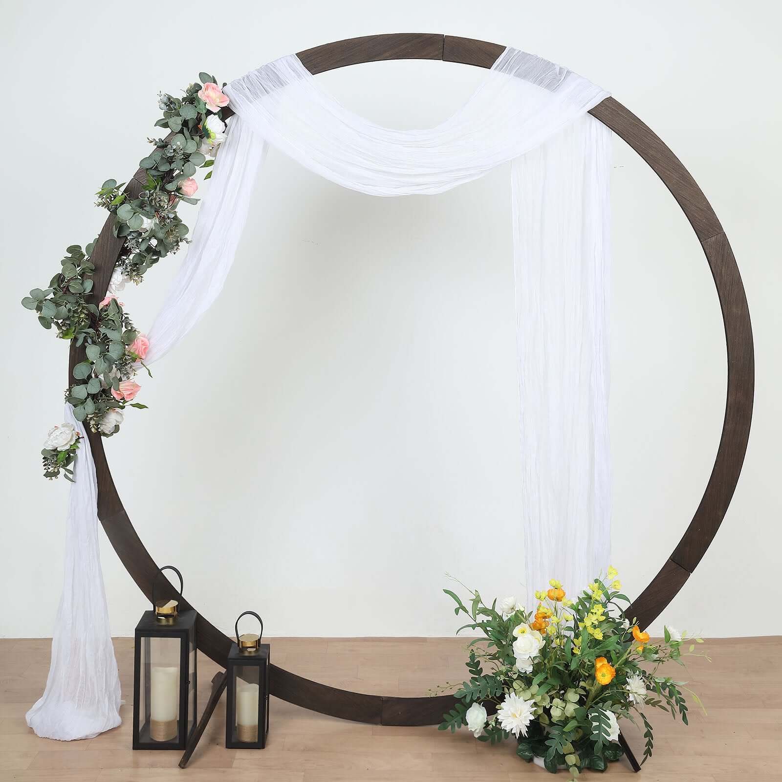 20ft White Gauze Cheesecloth Fabric Wedding Arch Drapery, Window Scarf Valance, Boho Decor Arbor Curtain Panel