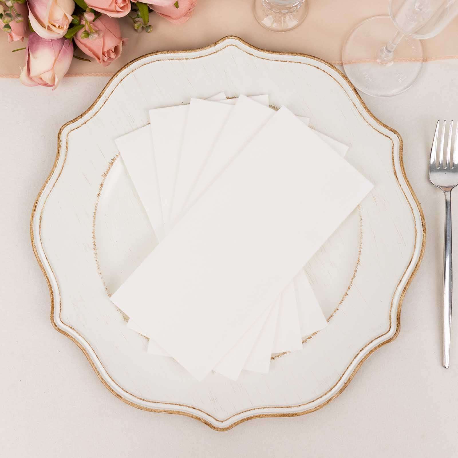 20-Pack Paper Linen-Like Napkins White - Disposable Hygienic Airlaid Guest Towels 8.5"x4"