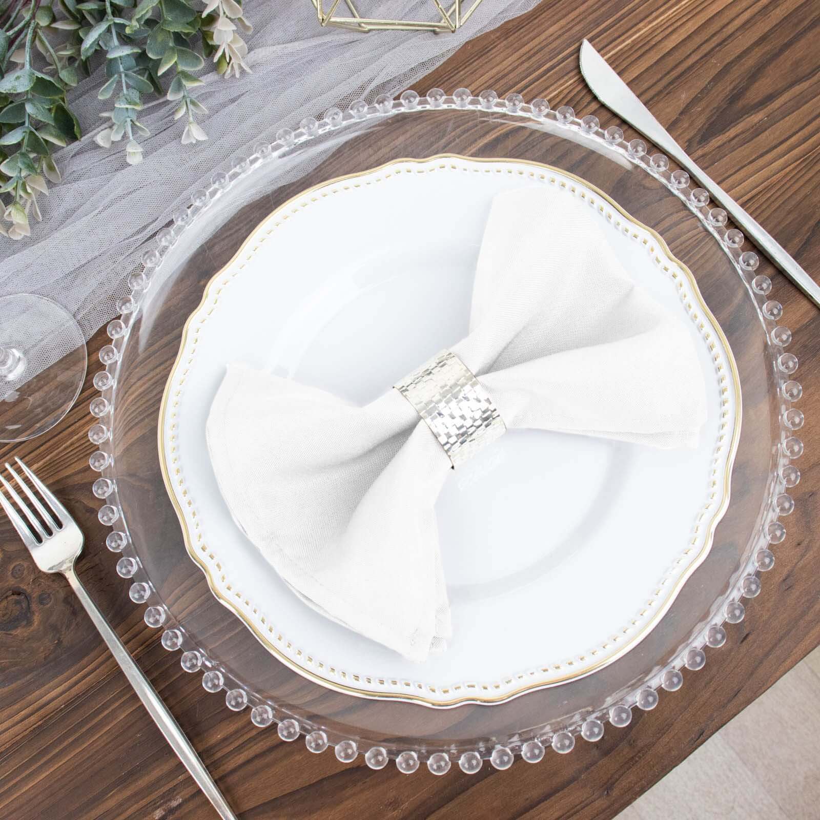 5 Pack Polyester 17"x17" Napkins White - Durable & Wrinkle Resistant Dinner Napkins for Everyday Dining & Events