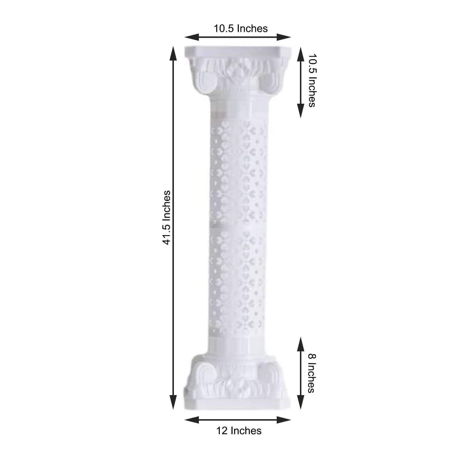 4 Pack 42" White Height Adjustable Artistic Venetian Roman Wedding Inspired Pedestal Column Plant Stand - PVC
