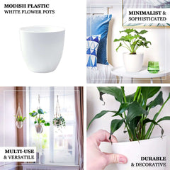 2-Pack Planter Pots Indoor Macrame Holder Design White - Plastic Plant Pots 5.5"