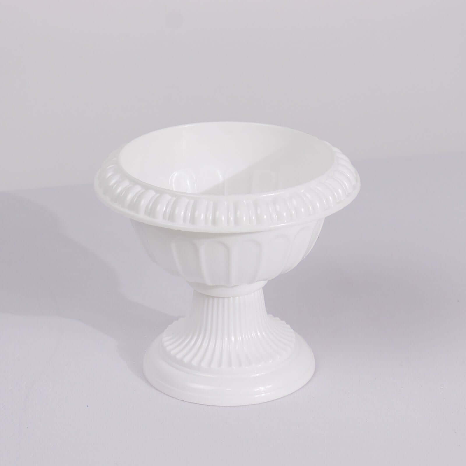 4-Pack Plastic Flower Pot Vases Roman Style White - Classic Floral Urn Planter Table Centerpieces 6"