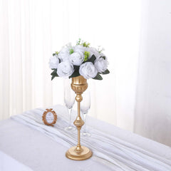 2 Pack White Silk 15-Head Rose Flower Balls For Centerpieces - 10", Artificial Kissing Ball Floral Arrangements