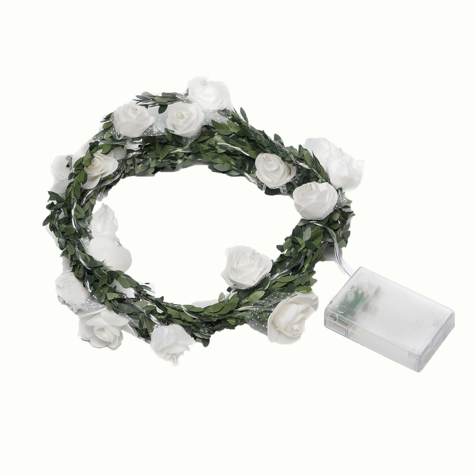 9ft Warm White 20 LED Artificial Rose Lace Flower Garland Vine Lights, Battery Operated String Lights