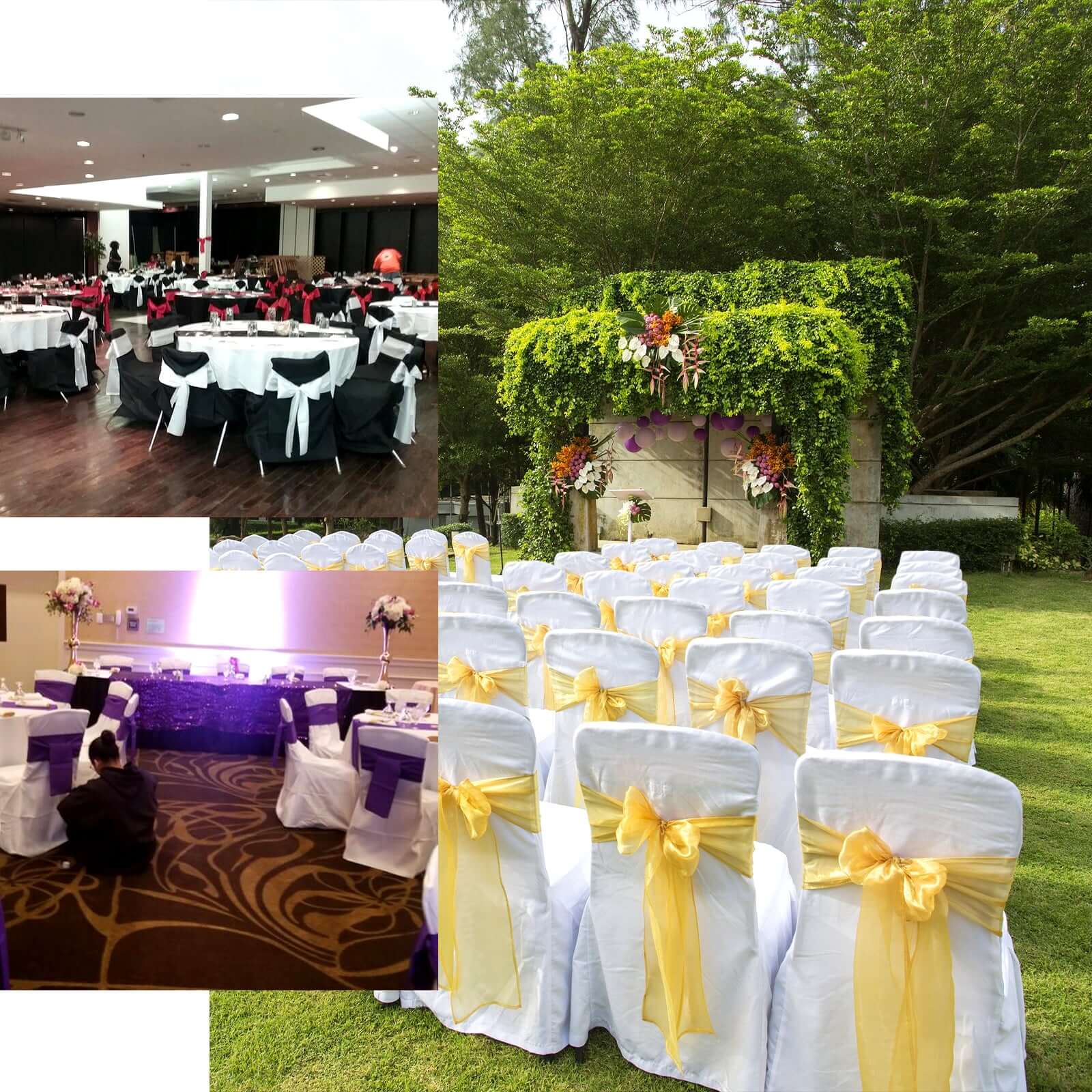 Polyester Chair Cover with Square Top for Banquet Chairs White - Durable Reusable Slip-On Cover for Weddings & Parties