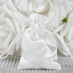 12 Pack 3" White Satin Drawstring Wedding Party Favor Gift Bags