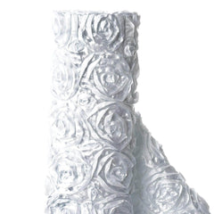 54"x4yd White Satin Rosette Fabric By The Bolt, DIY Craft Fabric Roll