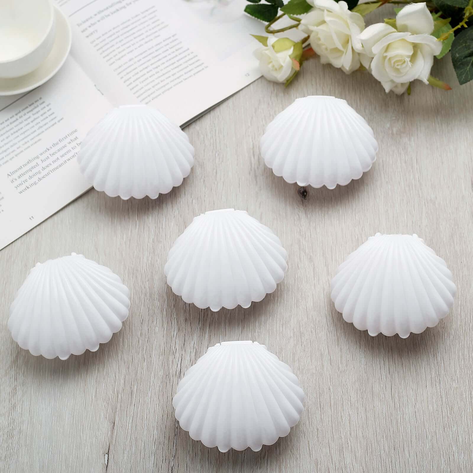 12-Pack Seashell Candy Container Gift Boxes White Beach Theme - Decorative Mini Favor Boxes for Jewelry 3.5"