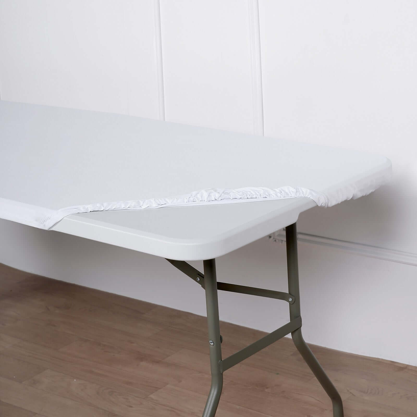 Stretch Spandex 72"x30" Rectangle Tablecloth Top Cover White - Sleek & Durable Fitted Table Topper Cap