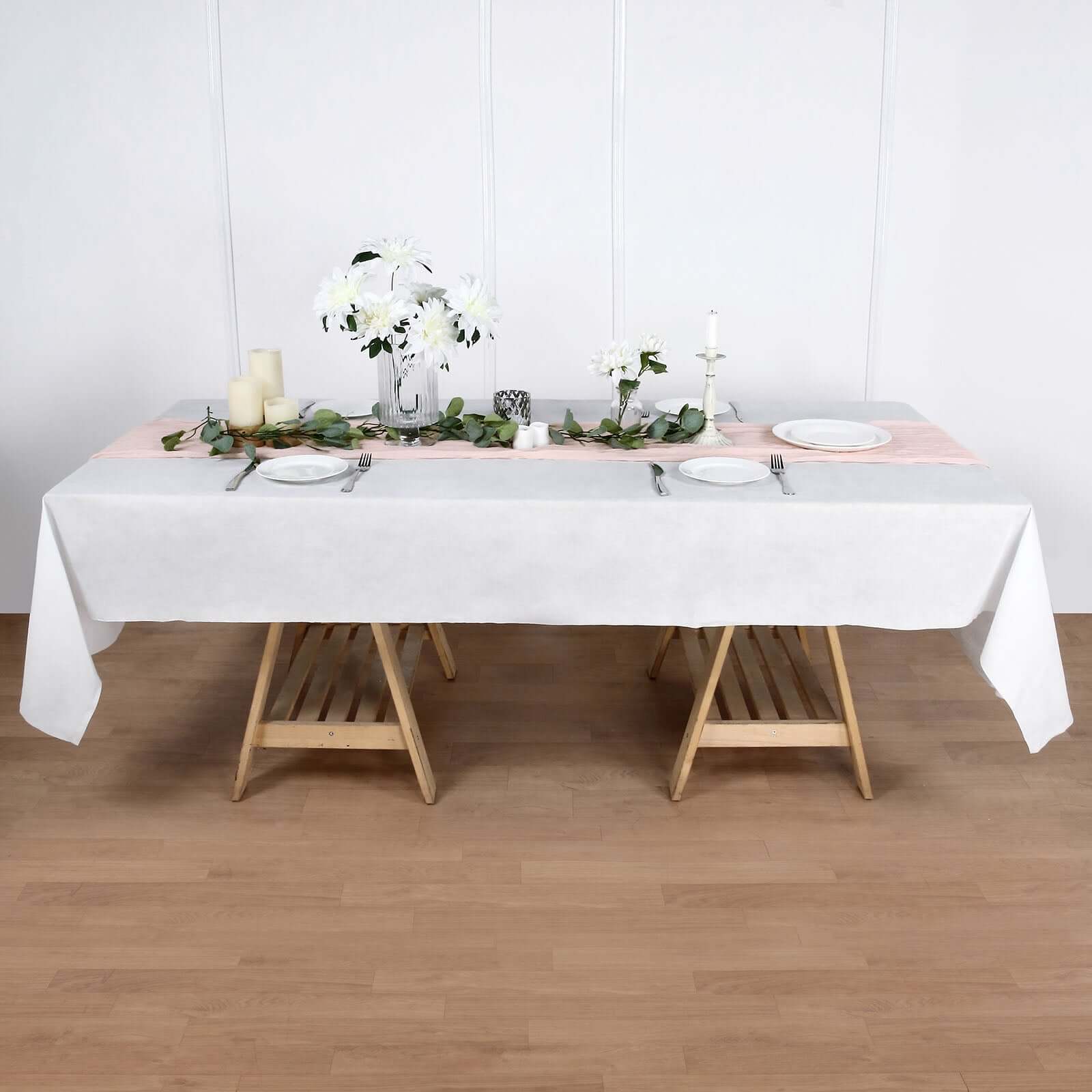 Paper Linen-Like Airlaid Tablecloth Rectangle White - Convenient Disposable Table Cover 50"x108"