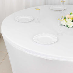 Stretch Spandex 6ft Round Tablecloth White - Durable Form-Fitting Table Cover for Events & Presentations