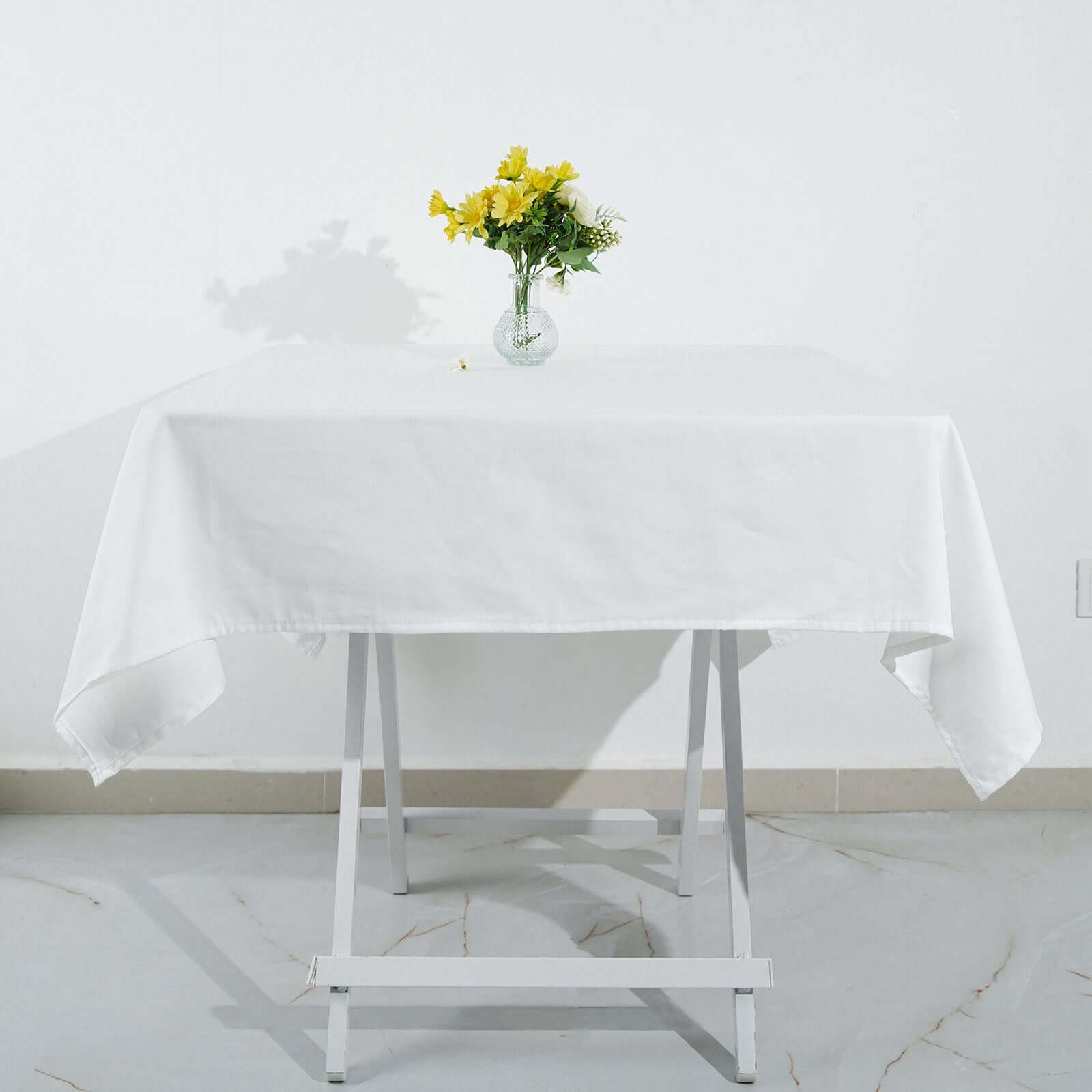 100% Cotton 54"x54" Square Tablecloth White Linen - Sophisticated, Soft & Breathable Fabric Table Cover