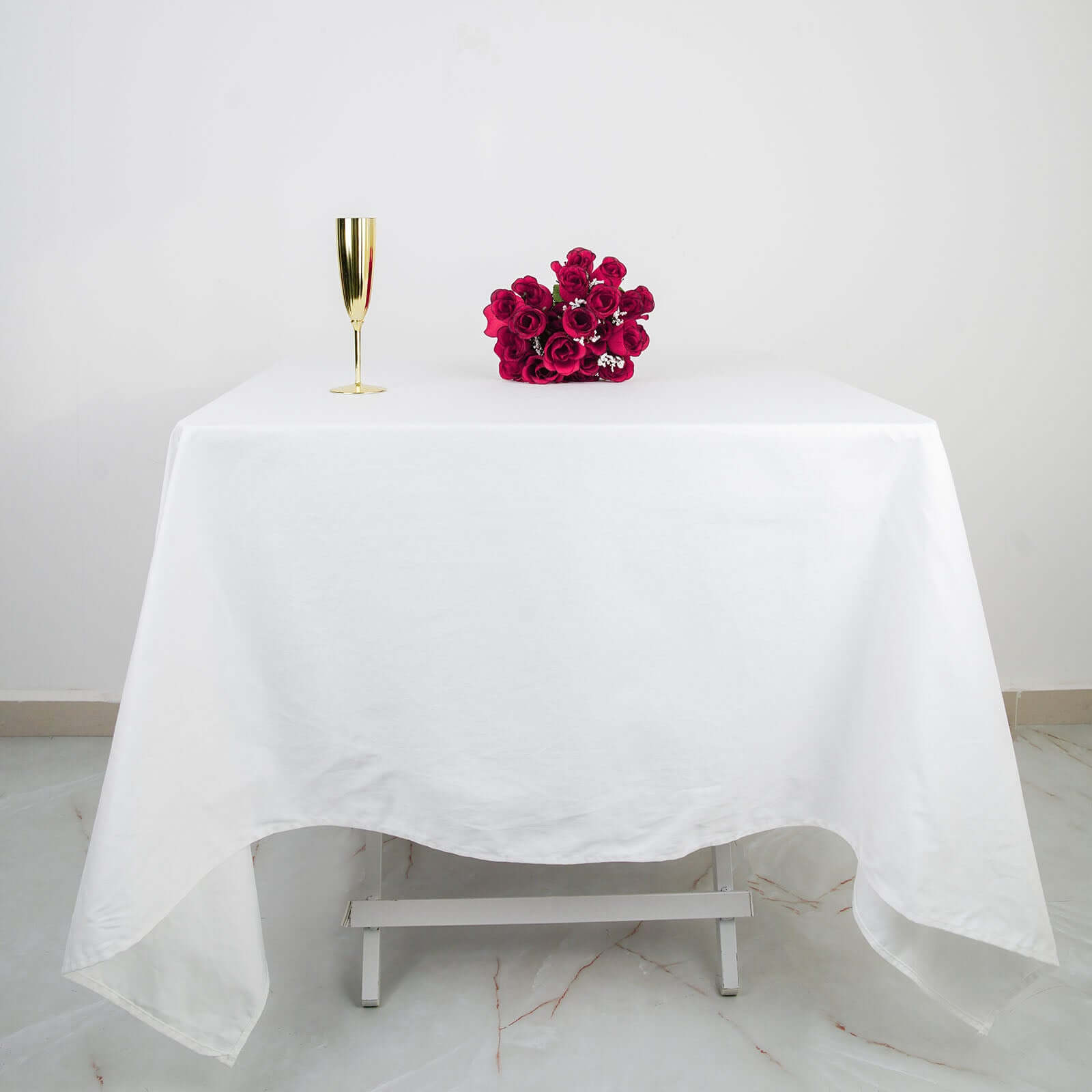 100% Cotton 70"x70" Square Tablecloth White Linen - Sophisticated, Soft & Breathable Fabric Table Cover
