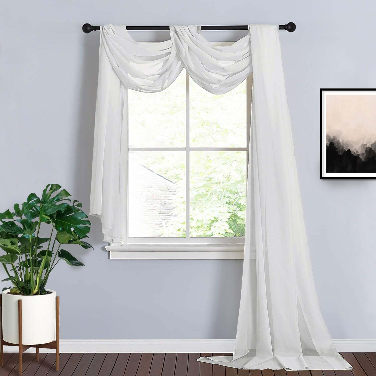 18ft Ivory Sheer Organza Wedding Arch Drapery Fabric, Window Scarf Valance