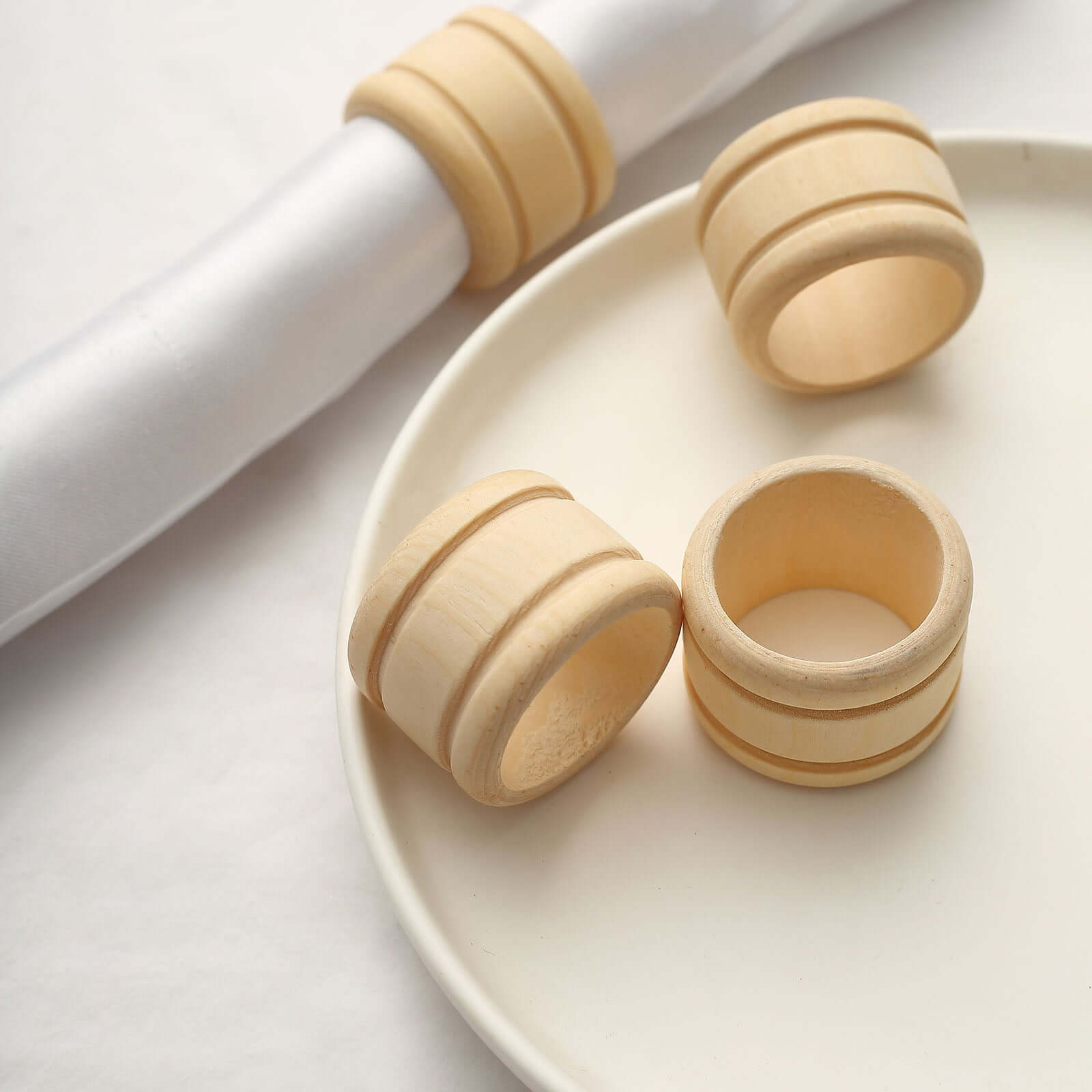 4 Pack Eco Friendly Natural Wooden Napkin Holder Rings, Disposable