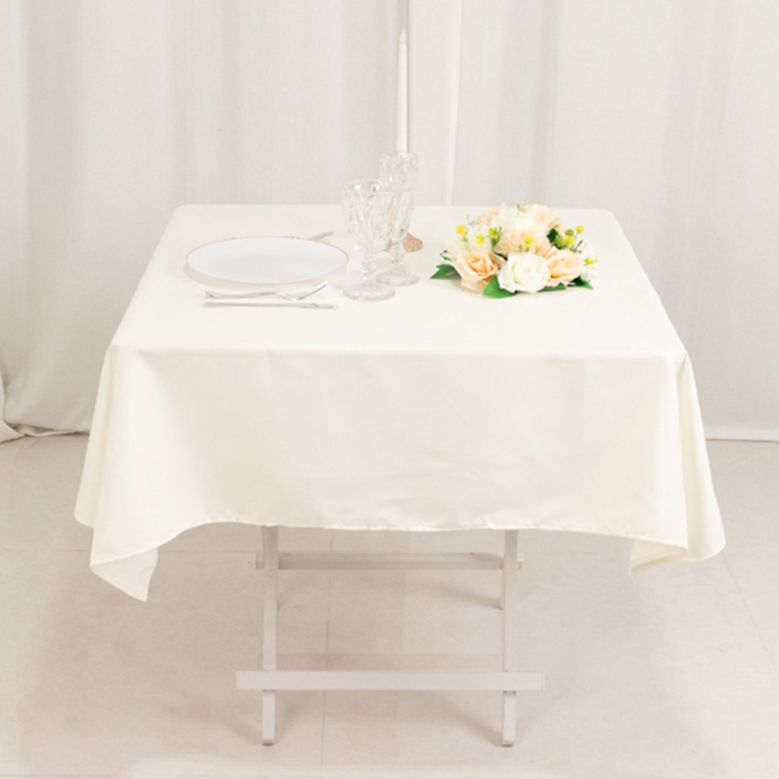 Cotton Blend 54"x54" Square Tablecloth Ivory - Wrinkle-Resistant Table Cover