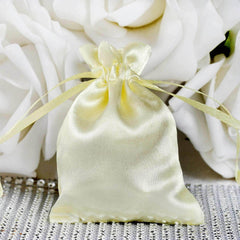 12 Pack 3" Yellow Satin Drawstring Wedding Party Favor Gift Bags
