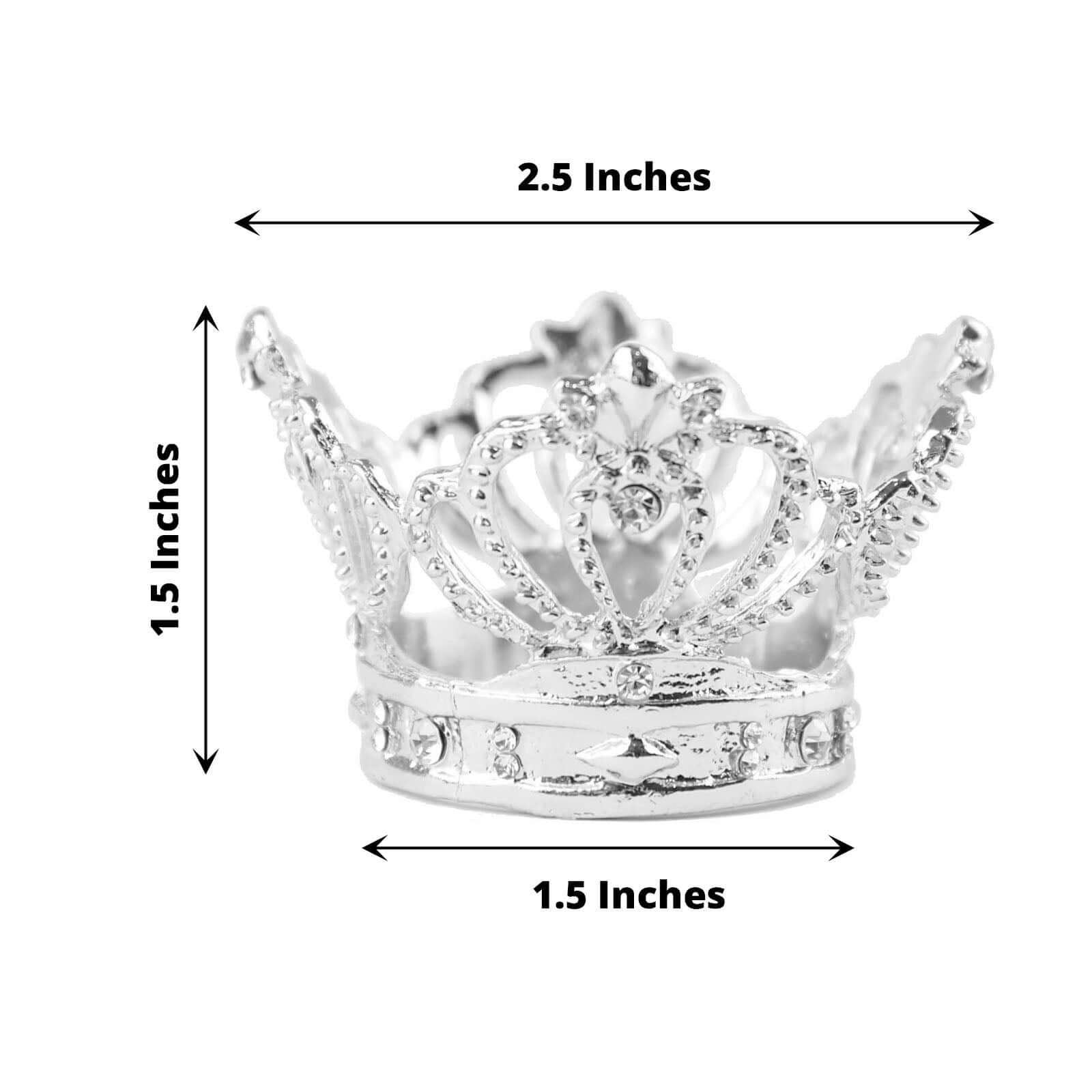 4 Pack Silver Metal Crown Rhinestone Napkin Rings, Royal Bling Napkin Holders