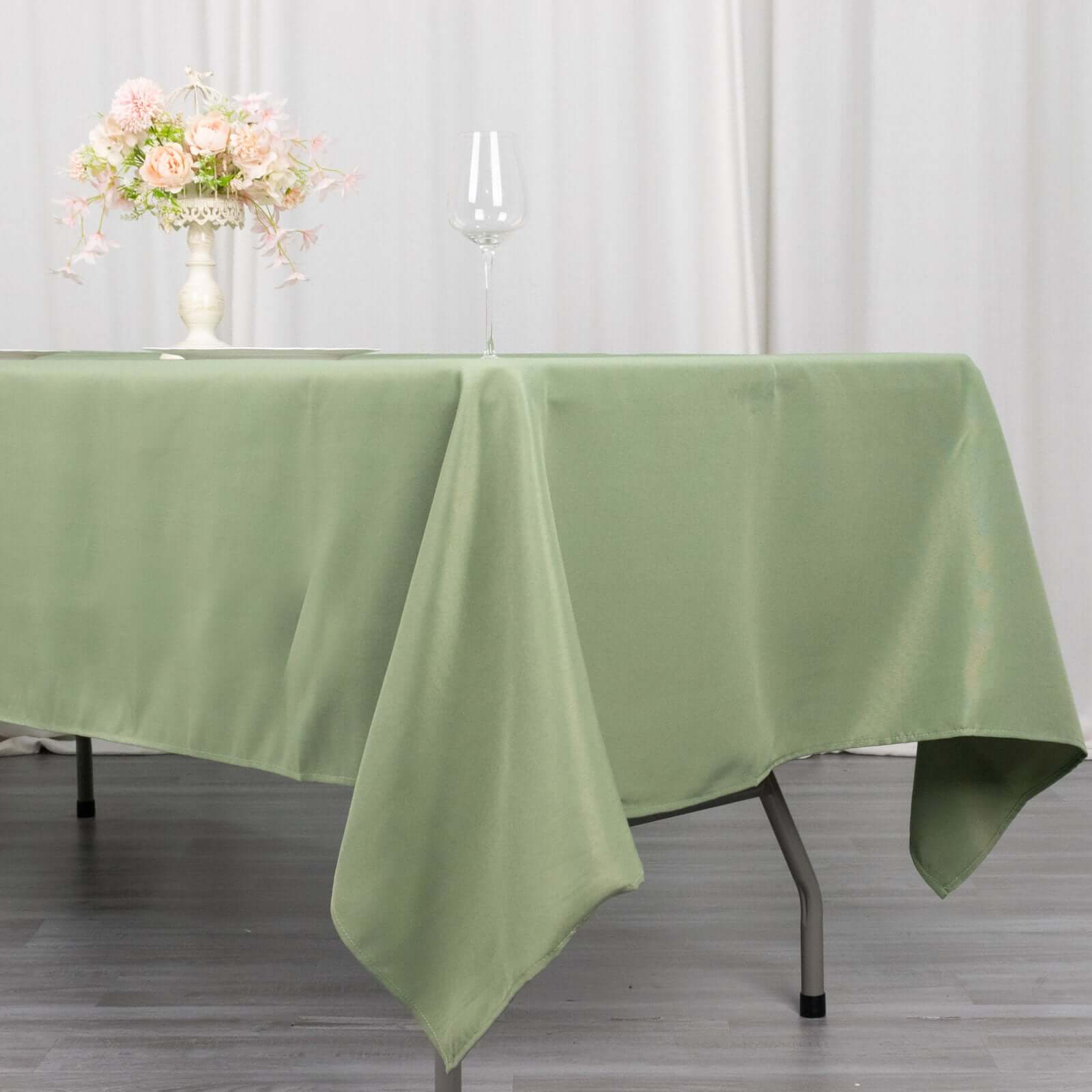 Premium Polyester 60"x102" Rectangle Tablecloth Dusty Sage Green - Durable 220GSM Wrinkle-Resistant Table Cover