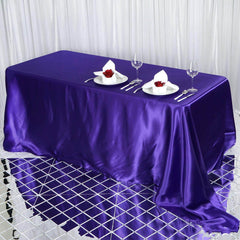 Satin Rectangular 90"x132" Tablecloth Purple Satin - Seamless Table Cover