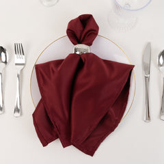 5 Pack Lamour Satin 20"x20" Napkins Burgundy - Soft Matte Finish Dinner Napkins